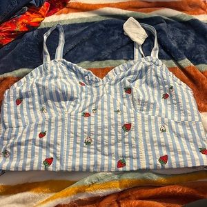 Anthropologie Plus embroidered strawberry top size 24W